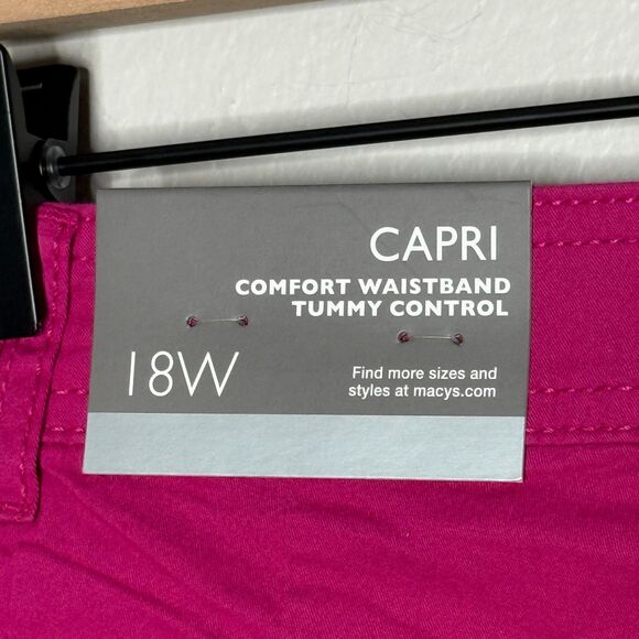 JM Collection Womens Capri Pants 18W Pink Comfort Stretch Tummy Control Barbie - Picture 12 of 13